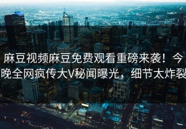 麻豆视频麻豆免费观看重磅来袭！今晚全网疯传大V秘闻曝光，细节太炸裂