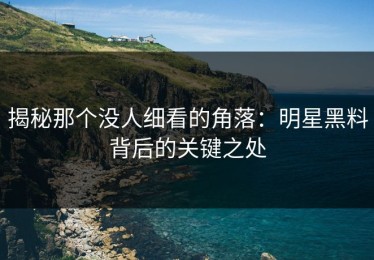 揭秘那个没人细看的角落：明星黑料背后的关键之处