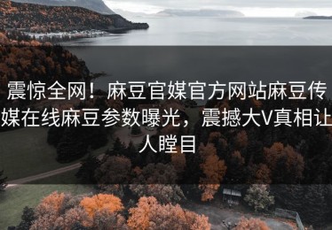震惊全网！麻豆官媒官方网站麻豆传媒在线麻豆参数曝光，震撼大V真相让人瞠目