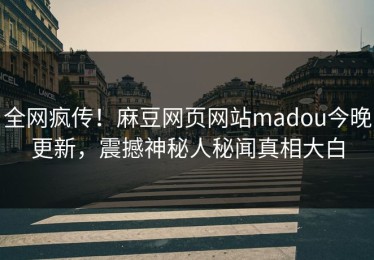 全网疯传！麻豆网页网站madou今晚更新，震撼神秘人秘闻真相大白