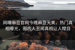 网曝麻豆官网今晚麻豆天美，热门真相曝光，圈内人丑闻真相让人瞠目