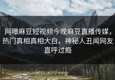 网曝麻豆短视频今晚麻豆直播传媒，热门真相真相大白，神秘人丑闻网友直呼过瘾