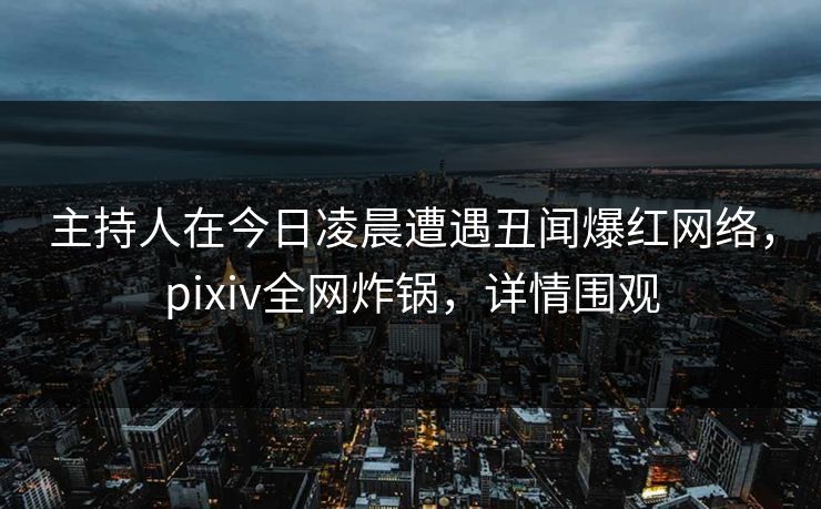 主持人在今日凌晨遭遇丑闻爆红网络，pixiv全网炸锅，详情围观
