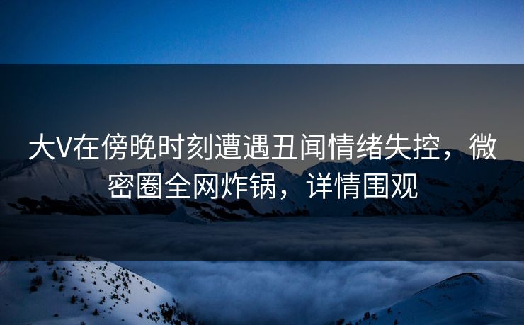 大V在傍晚时刻遭遇丑闻情绪失控，微密圈全网炸锅，详情围观