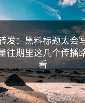 别急着转发：黑料标题太会写：但黑料正能量往期里这几个传播路径要先看