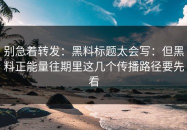 别急着转发：黑料标题太会写：但黑料正能量往期里这几个传播路径要先看